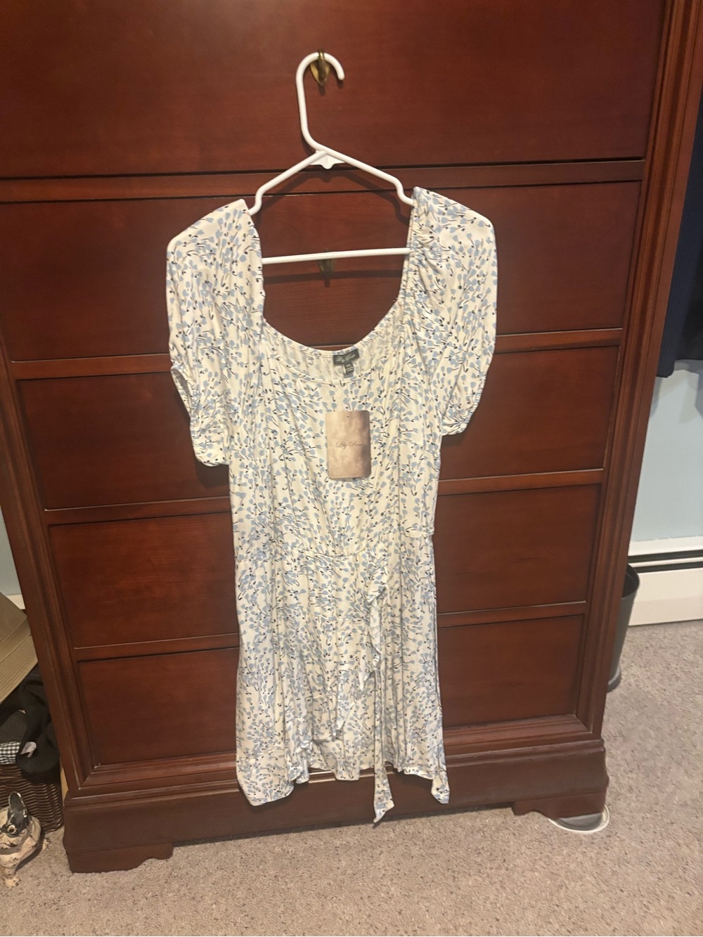 Lily Rose White and Light Blue Floral Mini Dress